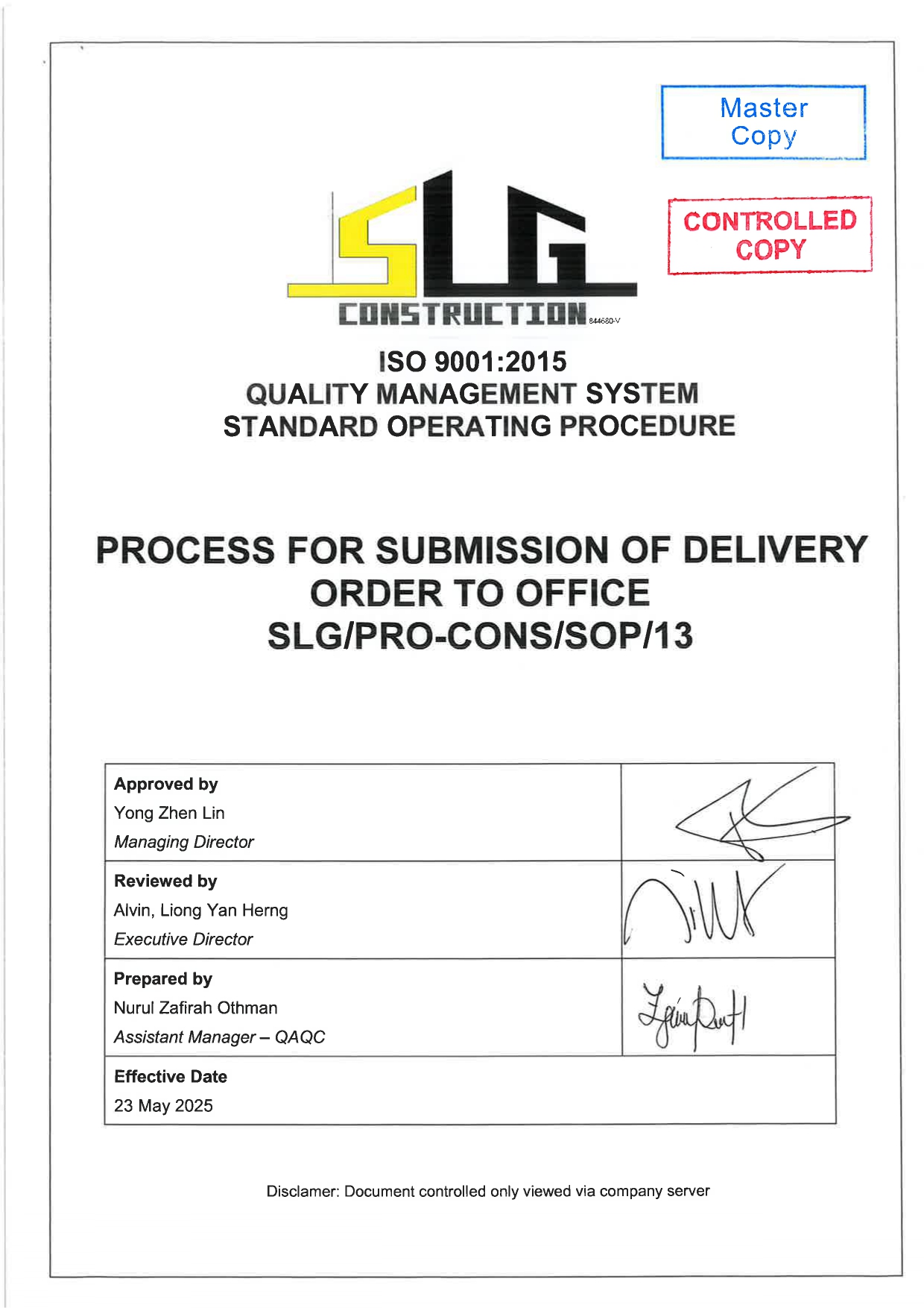 SLG-PRO-SOP Page 1